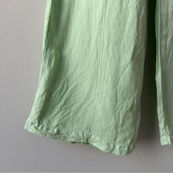Young Fabulous & Broke Linen Blend Green Women's Pants Wide Leg zipper button L - Picture 4 of 11